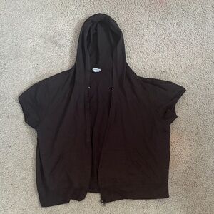 Prospirit Black Short Sleeve Zip Up Hoodie